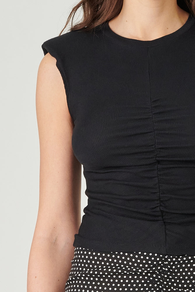 Shirt schwarz mit Raffung