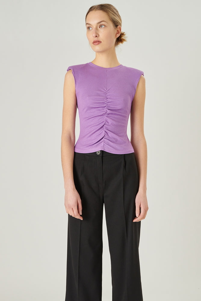 Shirt lila mit Raffung