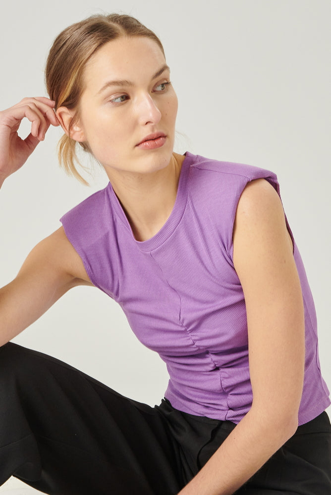 Shirt lila mit Raffung