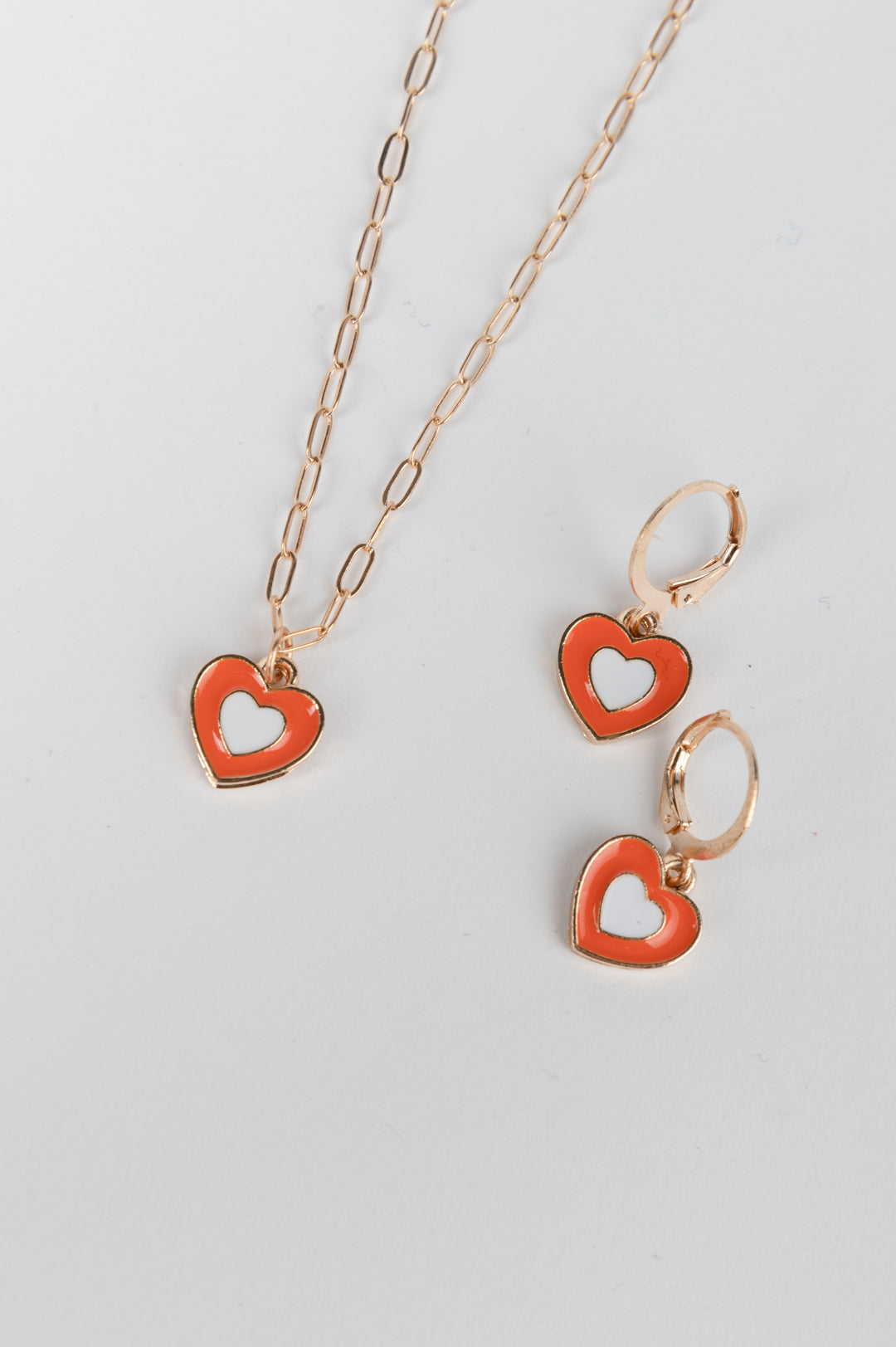 Kette Ohrring Set mit Herzanhänger