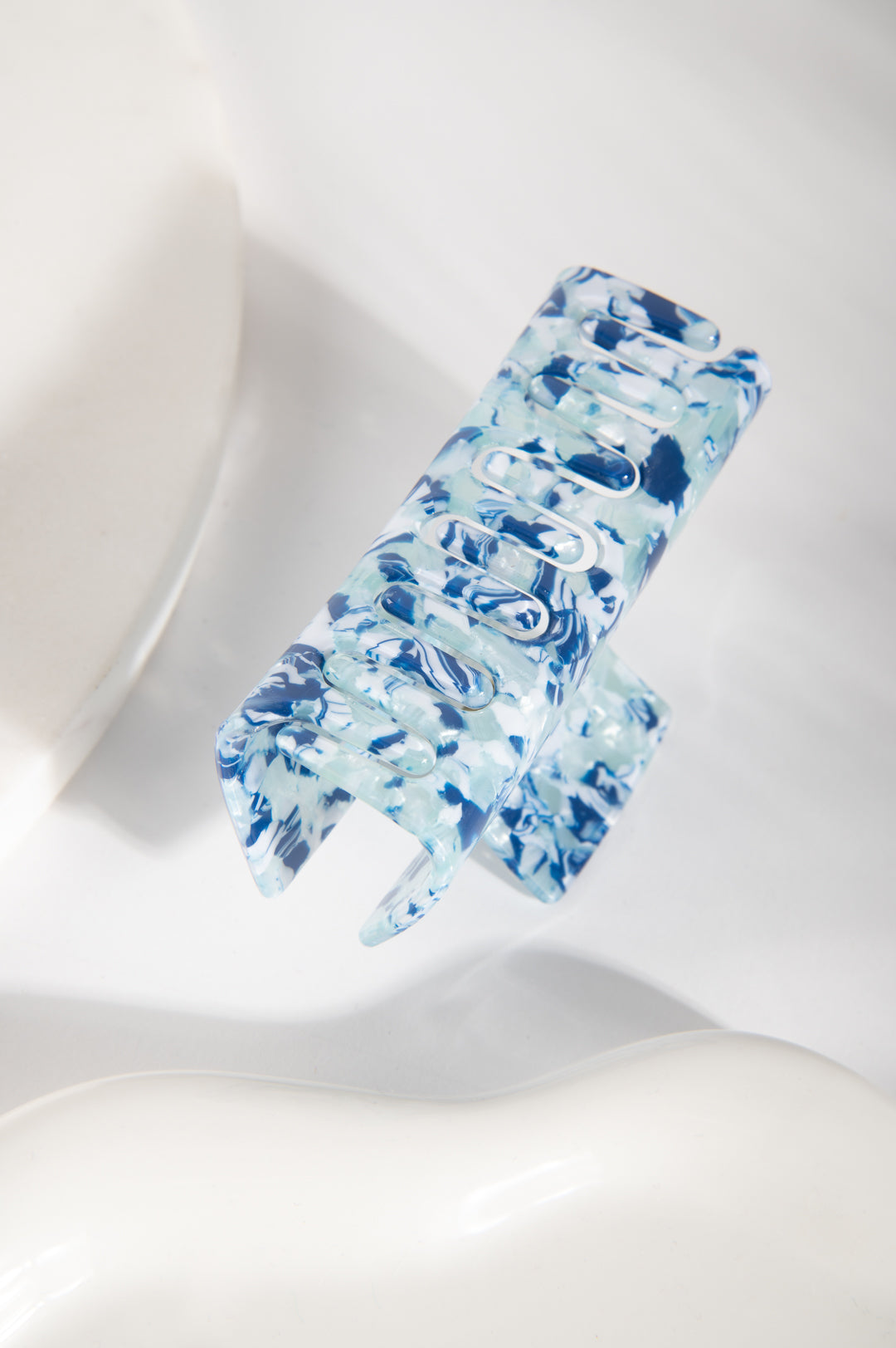 Haarklammer blau gemustert