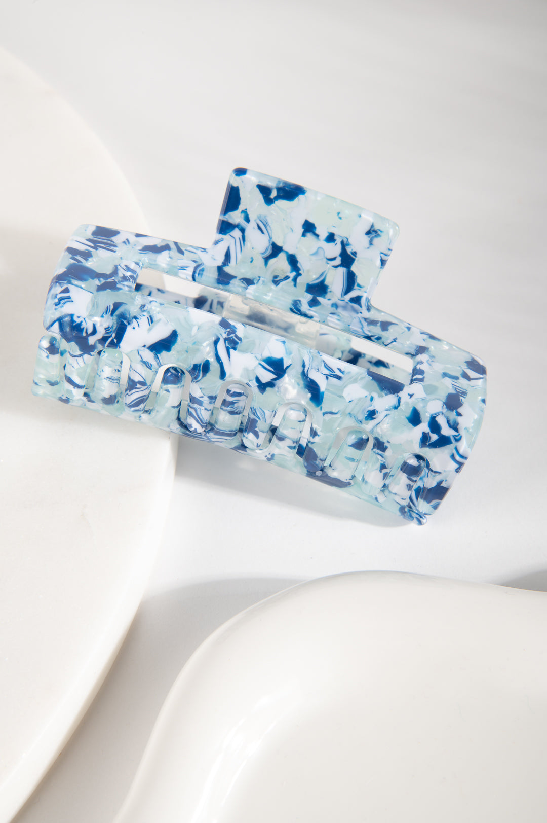 Haarklammer blau gemustert