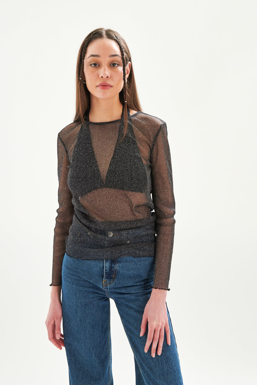 Top mit Glitzerdetails