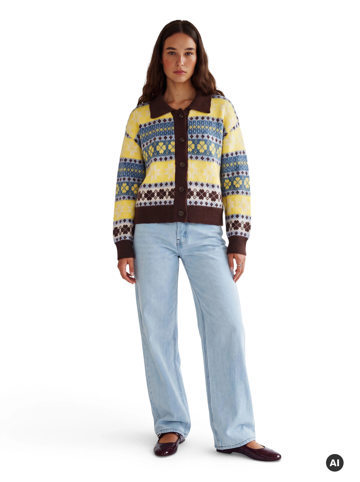 Cardigan mit Norwegermuster