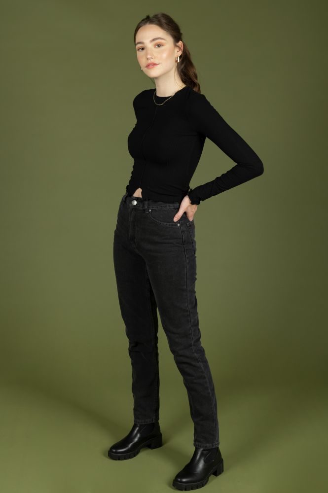 Slim Mom Jeans -WET FLOOR High Waist Mom-Jeans aus Biobaumwolle