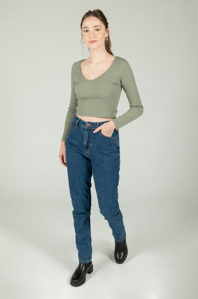 Slim Mom Jeans -WET FLOOR High Waist Mom-Jeans aus Biobaumwolle