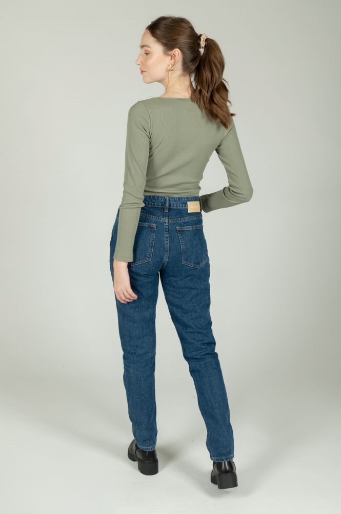 Slim Mom Jeans -WET FLOOR High Waist Mom-Jeans aus Biobaumwolle