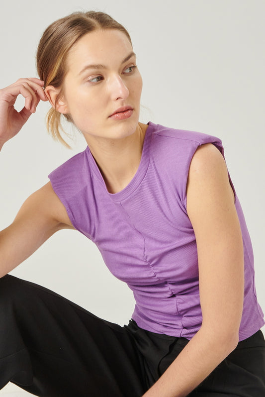 Shirt lila mit Raffung