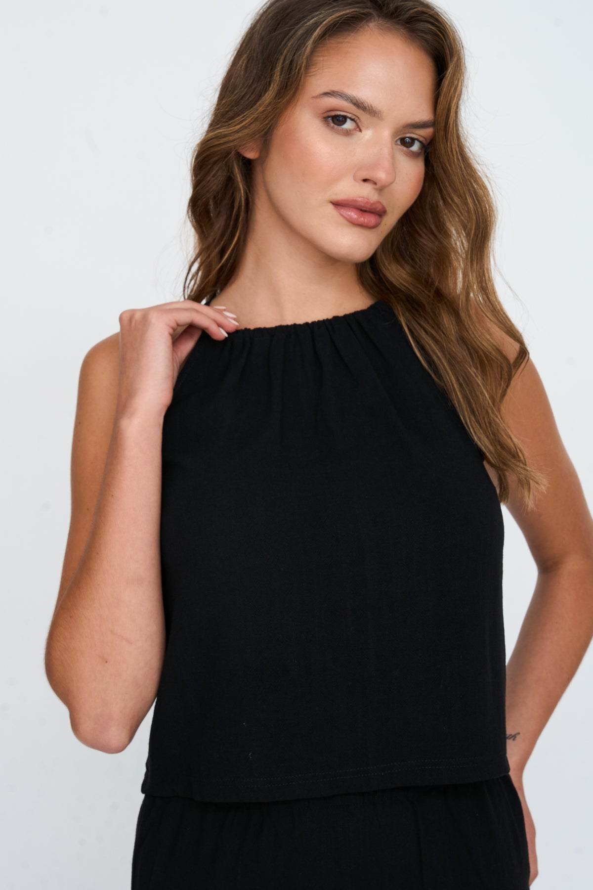 Top aus Viskose-Leinen-Mix