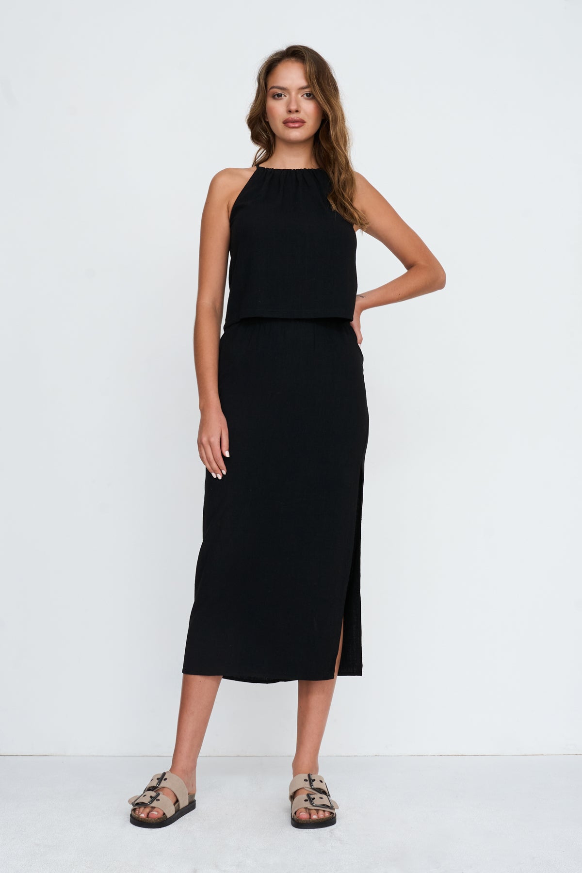 Top aus Viskose-Leinen-Mix