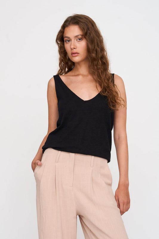 Top aus Baumwoll-Leinen-Mix