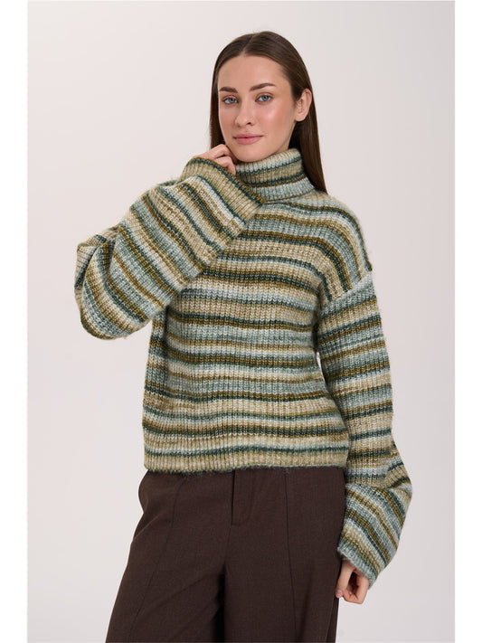 Pullover mit Streifen und Rollkragen