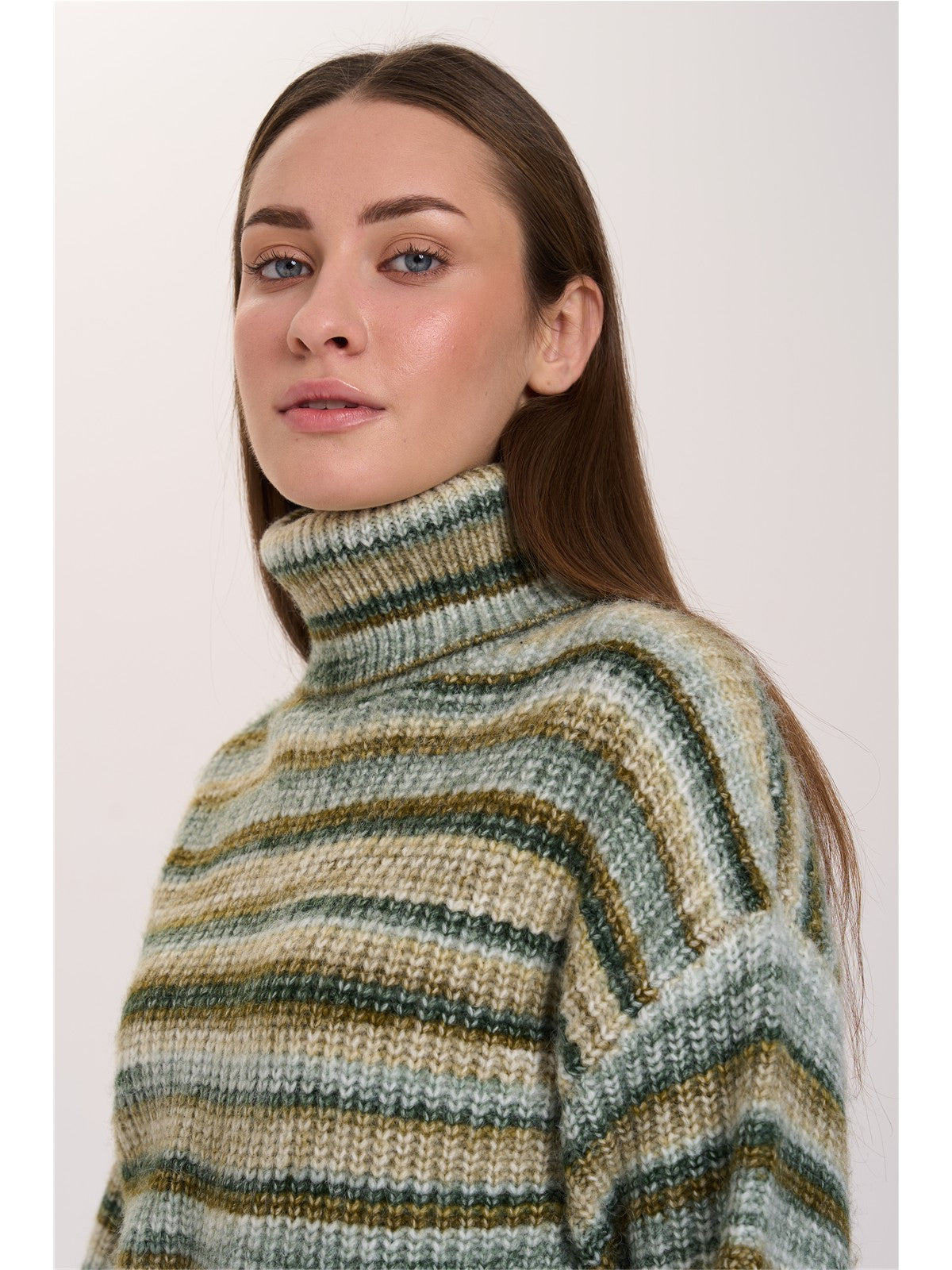 Pullover mit Streifen und Rollkragen