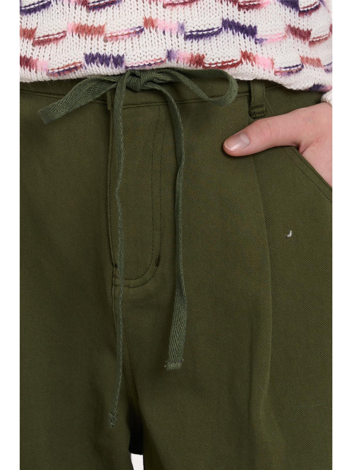 Hose Wide Leg Pleated – Olive Green