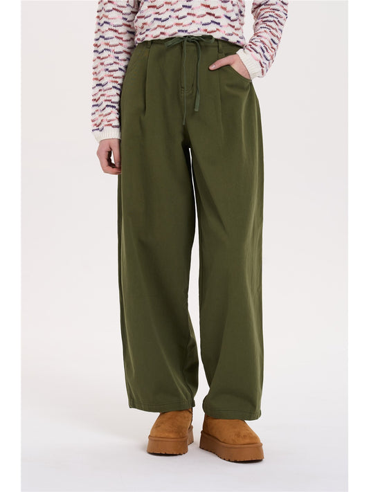 Hose Wide Leg Pleated – Olive Green