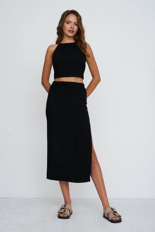 Rock aus Viskose-Leinen-Mix