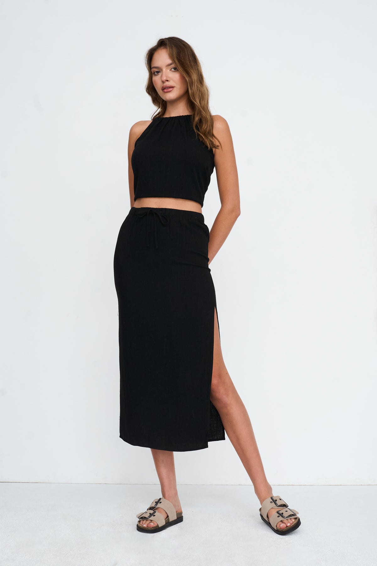 Rock aus Viskose-Leinen-Mix