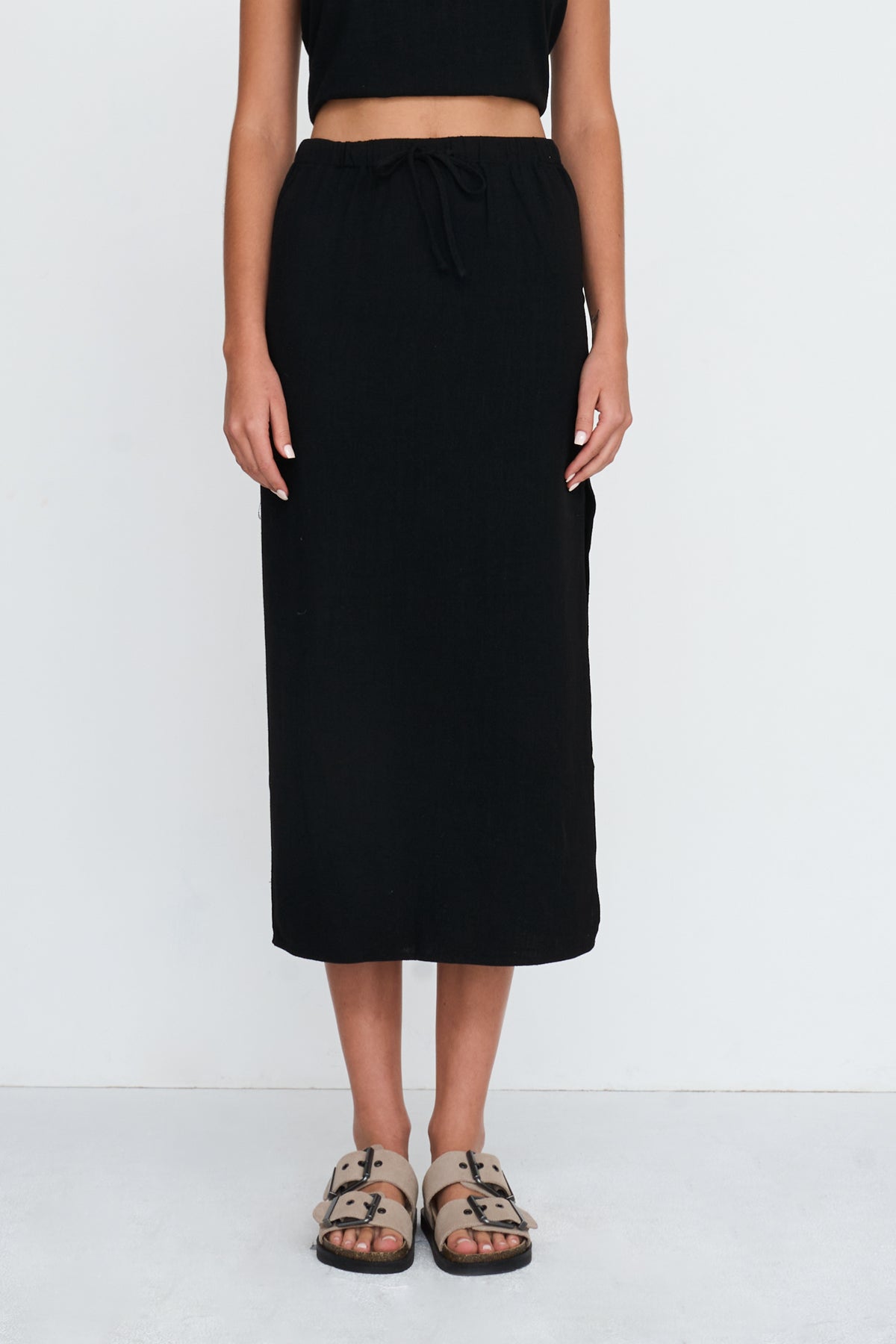 Rock aus Viskose-Leinen-Mix