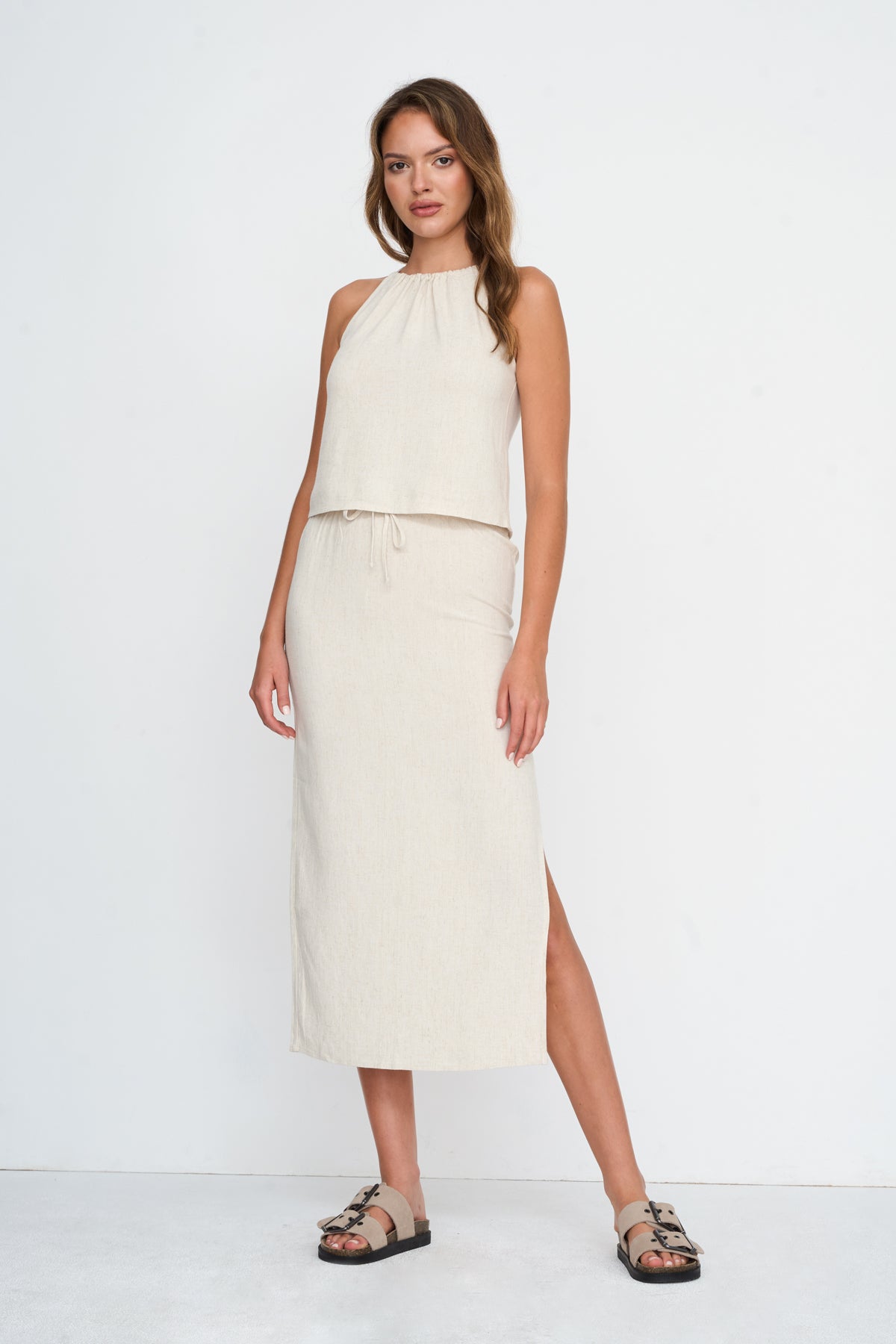 Rock aus Viskose-Leinen-Mix