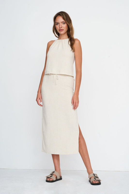 Rock aus Viskose-Leinen-Mix