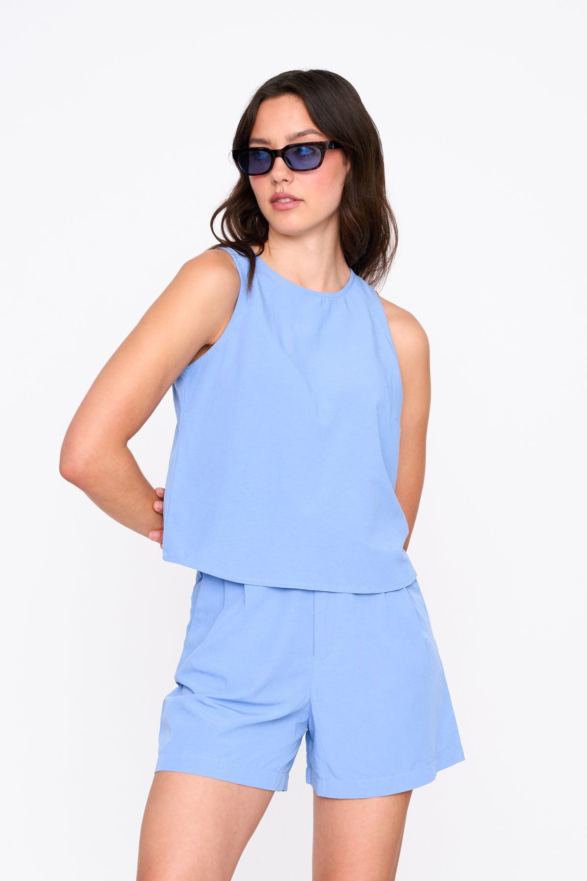 Top aus Baumwoll-Viskose-Stoff