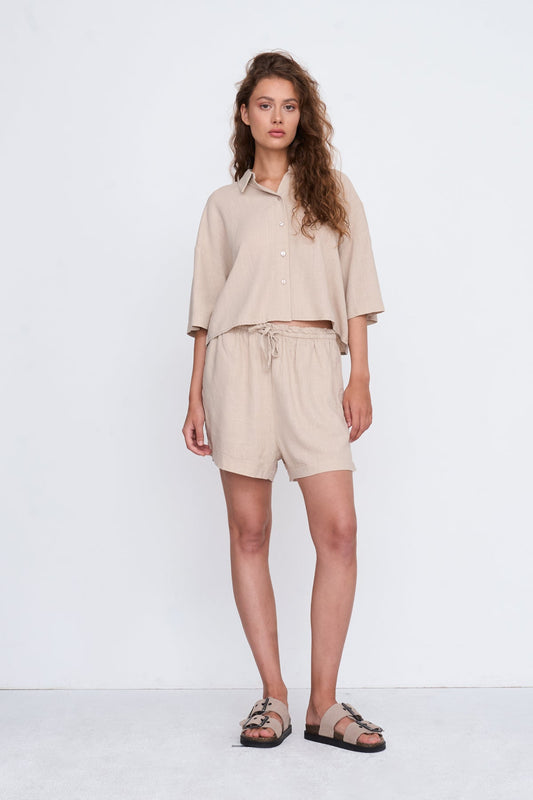 Bluse aus Viskose-Leinen-Mix