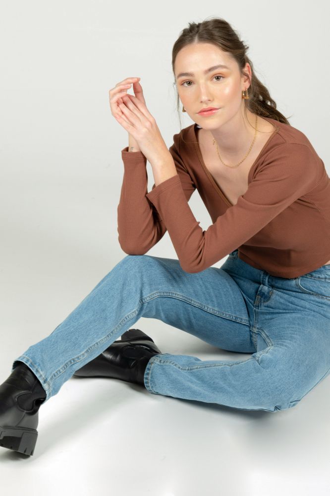 Slim Mom Jeans -WET FLOOR High Waist Mom-Jeans aus Biobaumwolle