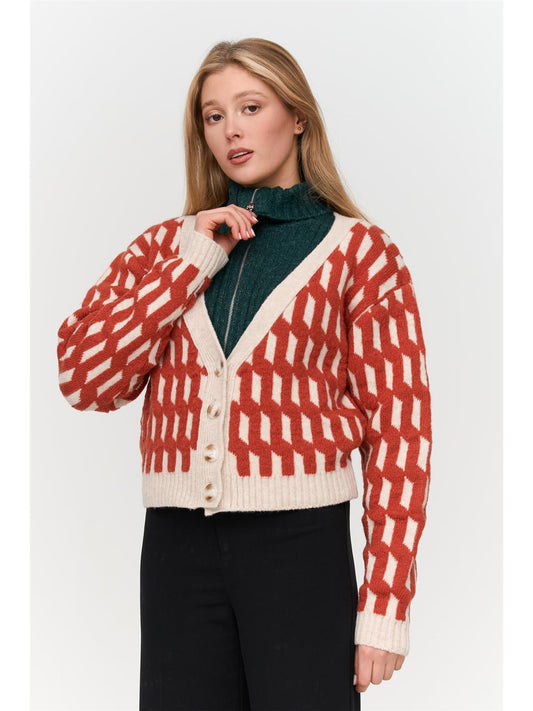 Cardigan gemustert