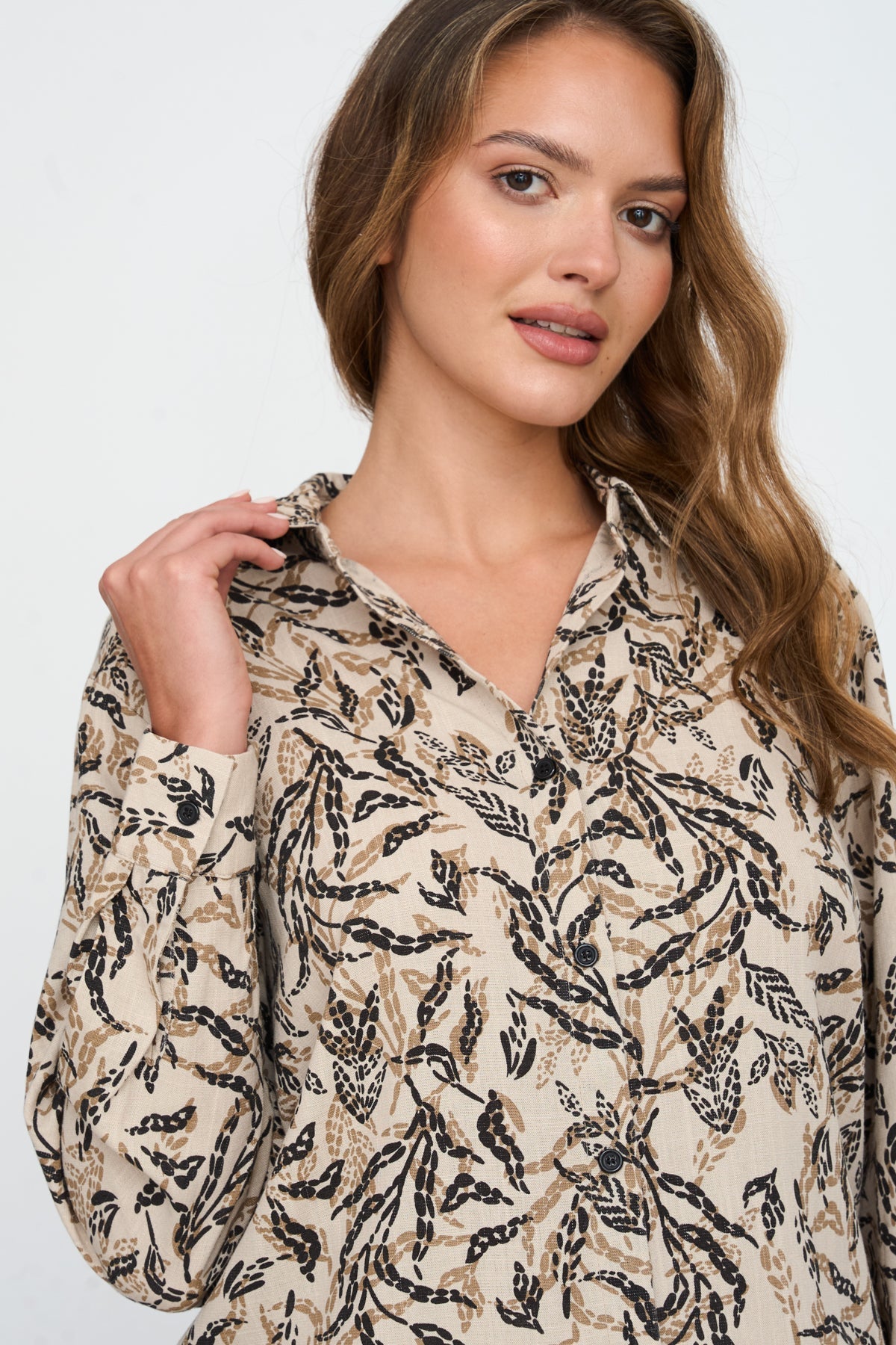 Bluse aus Viskose-Leinen-Mix